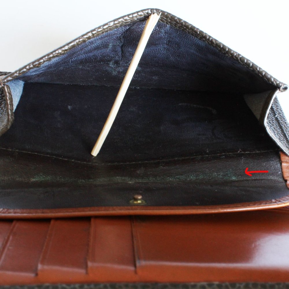 Mulberry Wallet Long Bifold Brown Caviar Leather Tan Leather Trim Vintage - Picture 8 of 10